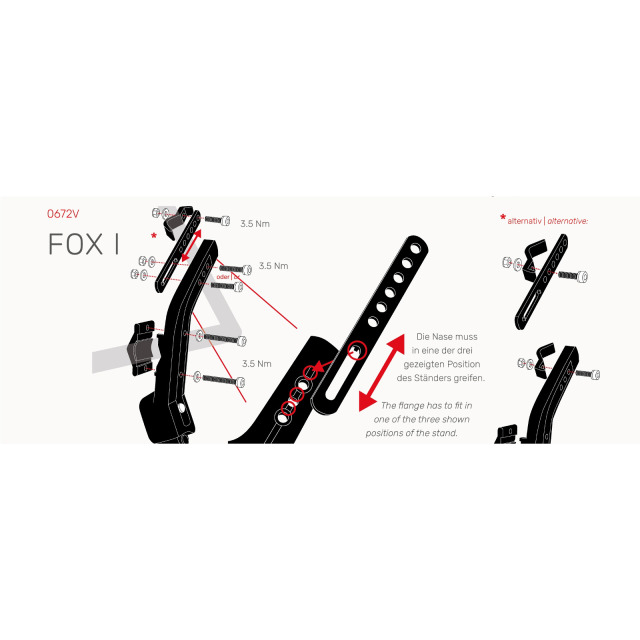 Hebie Seitenständer Fox l 26, schwarz, verstellbar 26 - 28 Zoll, max. 25kg