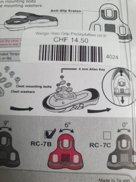 Wellgo Wellgo /Keo Grip Pedalplatten rot 6°